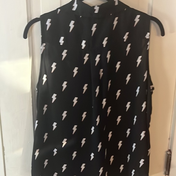 Lightning bolt print sheer button up top - Picture 3 of 4